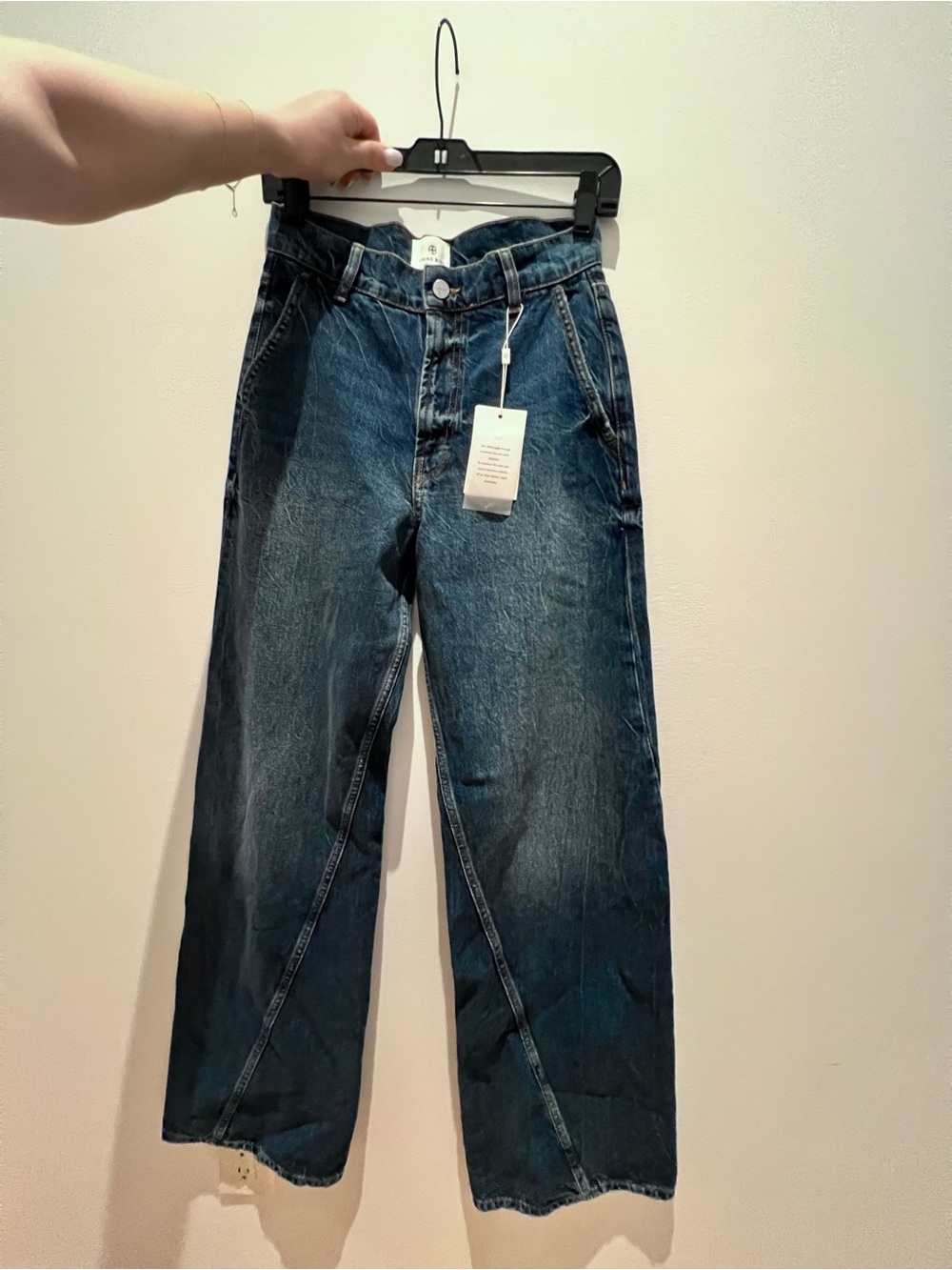 Anine Bing Brie Wide-Leg High-Rise Blue Denim Jeans, brand new with tags - Picture 5 of 6